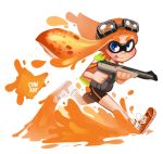  2015 animal_humanoid blue_eyes cephalopod cephalopod_humanoid clothing cyanatar eyewear female footwear goggles gun handgun hi_res humanoid inkling marine marine_humanoid mollusk mollusk_humanoid nintendo pseudo_hair ranged_weapon signature solo splatoon tentacle_hair tentacles tongue tongue_out video_games weapon 