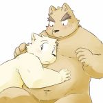  1:1 2016 anthro belly blush canid canine duo hug humanoid_hands inuryu male mammal navel overweight overweight_male simple_background white_background 
