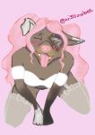  absurd_res animal_humanoid anthro blush canid canid_humanoid canine canine_humanoid canis digital_media_(artwork) dog_humanoid domestic_dog female fur hair hi_res humanoid mammal mammal_humanoid open_mouth pink_hair simple_background smile tongue tongue_out wi3llowbee 