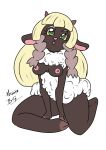  anthro anthrofied bernardol22 breasts female hi_res hitori09 lillie nintendo nipples nude pinup pok&eacute;dex pok&eacute;mon pok&eacute;mon_(species) pok&eacute;morph pose sketch solo video_games wooloo 