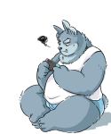  2019 anthro belly butt clothing hi_res humanoid_hands male nintendo nintendo_switch overweight overweight_male shirt simple_background sitting solo tokyo_afterschool_summoners topwear tsathoggua underwear video_games white_background witherrose1 