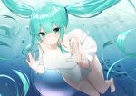  cleavage dress hatsune_miku skirt_lift summer_dress vocaloid w.k 