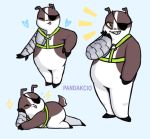  &lt;3 2019 anthro badger badgerclops butt eye_patch eyes_closed eyewear fur low_res mammal mao_mao_heroes_of_pure_heart mustelid musteline pandakcio simple_background solo tongue tongue_out white_fur 