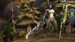  2019 3d_(artwork) anthro blizzard_entertainment breasts canid canine digital_media_(artwork) female flag fur hair hi_res mammal mane melee_weapon nipples nude outside pussy solo standing sword thatworgen video_games warcraft weapon were werecanid werecanine worgen 
