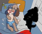  animal_crossing anthro bed blush brown_fur bulge canid canine canis clothing contimplatininspiratio digby_(animal_crossing) domestic_dog duo eyes_closed female fur hi_res imminent_incest incest isabelle_(animal_crossing) lying male mammal nintendo open_mouth silhouette sleeping sound_effects tongue underwear video_games zzz 