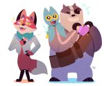  &lt;3 2019 adorabat anthro badger badgerclops blue_body blush canid canine chiropteran clothing cute_fangs fox group humanoid_hands male mammal mao_mao_heroes_of_pure_heart mustelid musteline overweight rufus_(mao_mao) shirt simple_background topwear vstrider white_background 