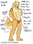  2019 4_fingers 4_toes abs anthro canid canine clothing english_text fingers front_view hi_res male mammal simple_background solo standing text the_goukou_zone toes underwear white_background 
