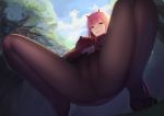  darling_in_the_franxx erect_nipples horns magicxiang pantyhose pubic_hair pussy see_through skirt_lift uniform zero_two_(darling_in_the_franxx) 