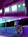  avian clothed clothing fully_clothed fuze hi_res male public_transportation sitting solo subway 