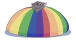  16:9 2019 ambiguous_gender chiropteran clothed clothing deke_(ittybittykittytittys) hi_res ittybittykittytittys looking_at_viewer mammal multicolored_clothing pteropodid rainbow_clothing simple_background smile solo white_background 