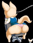  2019 aggressive_retsuko anthro big_butt black_background butt canid canine chair clothed clothing color_edit colored edit female fennec fenneko fox hi_res holding_object holding_phone laugh mammal oddrich panties phone purple_yoshi_draws sanrio simple_background solo underwear 