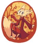 2019 ambiguous_gender anthro arctic_fox bottomwear canid canine cheek_tuft clothed clothing disney fox fuel_(artist) head_tuft leaf legwear looking_at_viewer mammal pants scarf simple_background skye_(zootopia) smile socks solo toeless_socks tree trenchcoat tuft white_background zootopia 