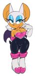  2019 acstlu breasts chiropteran cleavage clothed clothing eyelashes female looking_aside mammal rouge_the_bat simple_background solo sonic_(series) standing teal_eyes white_background wings 