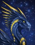  2015 cosmic_background digital_media_(artwork) dragon horn katie_hofgard scales spines yellow_eyes 
