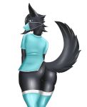  alichart_(artist) backsack balls butt canid canine clothing grum_fgt hi_res invalid_tag legwear looking_at_viewer male mammal mask seductive stockings surgical_mask thick_thighs 