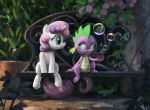  2018 ambiguous_gender bubble dragon duo equid equine eye_contact eyelashes female feral friendship_is_magic green_eyes hi_res jotun22 looking_at_another mammal my_little_pony pterippus spike_(mlp) sweetie_belle_(mlp) wings young 