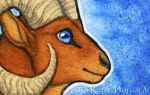  2015 blue_eyes bovid caprine headshot_portrait horn katie_hofgard low_res mammal portrait traditional_media_(artwork) 