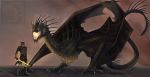  2019 absurd_res ambiguous_gender anthro black_scales clothed clothing digital_media_(artwork) dragon feral gelangweiltertoaster hi_res horn male membrane_(anatomy) membranous_wings scales spines wings wyvern 
