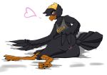  &lt;3 4_toes absurd_res anisodactyl anus avian beak beanie bird clothing corvid father_hill feathers gaping gaping_anus hat headgear headwear hi_res looking_back male solo toes yellow_sclera 