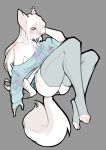  2019 4_toes anthro canid canine clothed clothing digital_media_(artwork) fingers girly hair male mammal ni70 sitting solo toes white_hair 