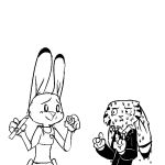  1:1 anthro black_and_white bodily_fluids clothed clothing dipstick_ears disney duo ears_down ears_up female holding_object jack_savage judy_hopps lagomorph leporid male mammal monochrome multicolored_ears necktie pivoted_ears police_uniform pregnancy_test rabbit replytoanons simple_background sketch suit sweat uniform white_background zootopia 