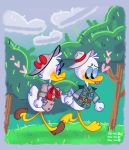  &lt;3 anatid anseriform avian bird blush couple_(disambiguation) daisy_duck disney donald_duck duck ducktales ducktales_(2017) hi_res oliver-lime outside tree 
