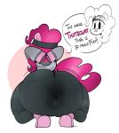  anthro anthrofied anus anus_outline big_butt bodily_fluids butt clothed clothing crouching equid equine exercise female friendship_is_magic hi_res horse mammal my_little_pony ota_(artist) pinkie_pie_(mlp) pony prolapse puffy_anus rear_view solo sweat twerking 