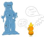  3_toes alternate_species armless avian big_breasts bird blue_breasts blue_eyes blue_hair blue_nipples blue_skin bodily_fluids breasts duo female feral goo_creature goo_humanoid great_ball hair hi_res humanoid humor idrawmolly implied_transformation invalid_tag long_hair melting monster_girl_(genre) nintendo nipples nude pok&eacute;ball pok&eacute;mon pok&eacute;mon_(species) pussy rear_view rosa_(pok&eacute;mon) scared shiny simple_background slime tears tentacles text thick_thighs toes torchic video_games white_background 