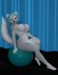  3d_(artwork) anthro areola big_breasts breasts canid canine digital_media_(artwork) exercise_ball female fox hi_res looking_at_viewer mammal mcstuffins navel nipples nude solo 