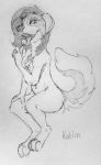  2019 anthro areola biped black_nose border_collie breasts candy canid canine canis collie domestic_dog eyebrows fangs female food fur hair herding_dog hi_res katlin katlin_perkins licking lollipop looking_at_viewer mammal navel nipples pastoral_dog seductive sheepdog side_view sketch small_breasts solo tongue tongue_out traditional_media_(artwork) 