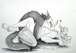  anal beastars big_dom_small_sub bottomwear canid canine canis cervid cervine clothing legosi_(beastars) licking louis_(beastars) male male/male mammal nipples orgasm pants red_deer rodeo_star size_difference teenager tongue tongue_out wolf young 