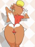  2019 animated anthro breasts brown_fur butt bāozi camel_toe canid canine clothed clothing driverbunny37 female fur looking_at_viewer mammal tailwag thigh_gap xingzuo_temple 