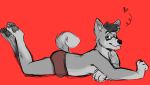  2019 anthro bubblegumboi bulge canid canine canis clothing digital_media_(artwork) domestic_dog eyewear glasses hair hi_res looking_at_viewer lying male mammal on_front paws shiba_inu short_hair solo spitz tongue tongue_out underwear 
