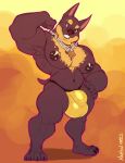 2019 anthro big_muscles big_pecs black_body black_fur black_nipples black_nose brown_body brown_fur bulge canid canine canis chain clothing dobermann domestic_dog flexing fur grey_eyes hi_res huge_bulge jewelry male mammal marlon.cores multicolored_body multicolored_fur muscular muscular_male necklace nipple_piercing nipples pecs piercing pinscher plantigrade smile solo standing thong two_tone_body two_tone_fur 