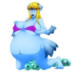  1:1 2014 alpha_channel alternate_species animal_humanoid belly belly_expansion big_belly big_breasts bikini blonde_hair blue_eyes blue_hair bra breasts cleavage clothed clothing crown ear_piercing egg elek-tronikz expansion female fin fish fish_humanoid hair huge_breasts humanoid inflation long_hair marine marine_humanoid navel nintendo nipple_outline open_mouth oviposition piercing pregnant princess_zelda royalty simple_background skimpy solo swimwear the_legend_of_zelda transformation transparent_background underwear video_games zora 