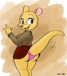  bottomwear butt clothing female hi_res joaoppereiraus kangaroo macropod mammal marsupial panties skirt smile solo sweater topwear underwear 