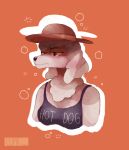  2017 canid canine canis clothed clothing darcie_sivonne digital_media_(artwork) domestic_dog female hat headgear headwear hi_res mammal mynameiscomic poodle solo text 