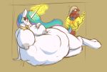  abdominal_bulge anthro anthrofied belly big_belly big_breasts breasts digital_media_(artwork) duo equid female female_pred female_prey friendship_is_magic horn huge_breasts mammal multiple_prey my_little_pony nipples nude oral_vore overweight overweight_female princess_celestia_(mlp) simple_background size_difference thick_thighs tongue unicorn unknown_artist vore wide_hips winged_unicorn wings 