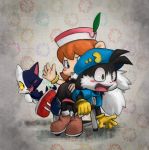  being_watched blush clothed clothing domination female female_domination furniture group hi_res klonoa klonoa_(series) lkiws lolo looking_at_another male pants_down partially_clothed spanking stool tat video_games 