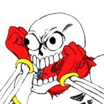  1:1 animated_skeleton bone clothing gloves handwear humanoid low_res male not_furry open_mouth papyrus_(undertale) scarf simple_background skeleton skull solo thumbnail undead undertale video_games white_background 