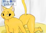  all_fours anthro breasts butt digital_media_(artwork) felid feline female fur hi_res mammal nude signature solo yellow_body yellow_fur zhutia15 