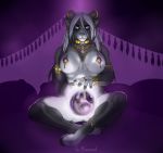  alterise anthro big_breasts black_body black_fur bovid breasts caprine cloven_hooves collar convenient_censorship crystal_ball digital_media_(artwork) ear_piercing female fingers fortune_teller fur hair harem harem_outfit hi_res hooves horn hybrid jewelry long_hair looking_at_viewer mammal monstrovod mostly_nude multicolored_body multicolored_fur piercing pink_nose purple_eyes sheep-goat simple_background sitting solo thick_thighs two_tone_body two_tone_fur voluptuous white_body white_fur white_hair 