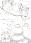  5_fingers anthro apple big_breasts blush breasts canid canine canis clothed clothing comic domestic_dog female fingers food fruit fur furniture hair hi_res huge_breasts human japanese_text kemono long_hair lying mammal pawpads plant silinder sleeping sofa text シリンダ 