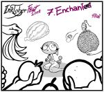  2019 anthro digital_media_(artwork) eve_the_familiar female food fourball fruit hi_res imminent_rape inktober mammal plant short_stack simple_background size_difference 