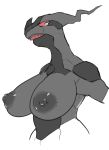  anthro anthrofied areola big_breasts breasts bust_portrait dark_nipples hi_res horn huge_breasts legendary_pok&eacute;mon looking_at_viewer looking_down nintendo open_mouth pok&eacute;mon pok&eacute;mon_(species) portrait puffy_areola red_sclera sharp_teeth simple_background solterv teeth unfinished video_games white_background white_eyes zekrom 