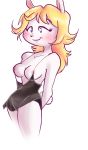  abril_hime anthro black_clothing blonde_hair blush breasts clothed clothing dress female fur hair hands_behind_back hi_res lagomorph leporid long_ears long_hair mammal mosca_juanin mostly_nude nipples partially_clothed pichigani pink_nipples pink_nose purple_eyes rabbit short_dress short_tail simple_background smile solo toony white_background white_body white_fur 