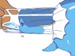  2019 3_toes 4:3 4_fingers ambiguous_gender beverage blue_body blue_skin brown_body brown_skin cup dailyvap digital_drawing_(artwork) digital_media_(artwork) drinking duo eeveelution english_text face_squish feral feral_focus fingers frill_(anatomy) glistening glistening_body glistening_skin hi_res holding_cup holding_object human humanoid_hands humor in_cup light lighting mammal marine membrane_(anatomy) membranous_frill neck_frill nintendo offering_to_another on_glass pok&eacute;mon pok&eacute;mon_(species) quadruped red_eyes shadow side_view simple_background solo_focus sound_effects squish text toes translucent vaporeon video_games water white_background white_membrane yellow_membrane 