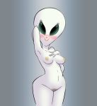  alien breasts erect_nipples female front_view grey_body grey_skin hi_res hotdiggedydemon humanoid looking_at_viewer nipples not_furry nude pinup portrait pose pubes roswell_grey smile solo three-quarter_portrait wide_hips 