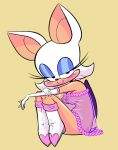  anthro bedroom_eyes bottomless breasts chiropteran clothed clothing female half-closed_eyes hotdiggedydemon looking_at_viewer mammal nightgown nipples rouge_the_bat seductive sitting smile solo sonic_(series) toony translucent translucent_clothing 