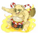  2019 anthro belly canid canine green_eyes hi_res humanoid_hands hysk male mammal moobs nipples overweight overweight_male raccoon_dog sengoku_puzzle simple_background solo sumo tanuki tokugawa_ieyasu 